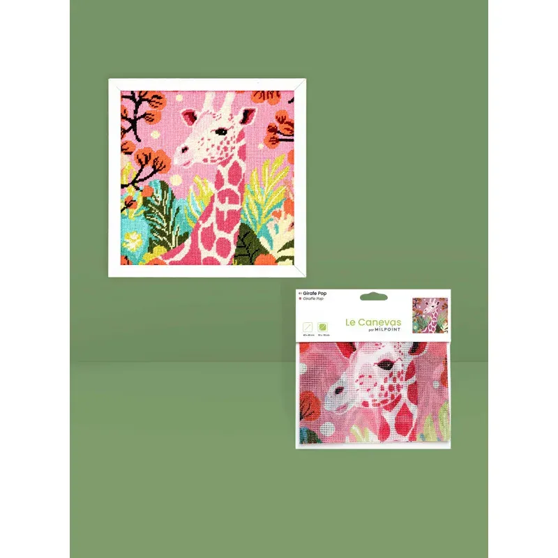Kit canevas girafe pop rose, 30 x 30 cm : vue 1
