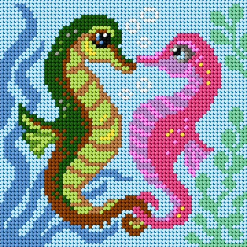 Kit canevas hippocampes Slowcraft, 26 x 26 cm : vue 1