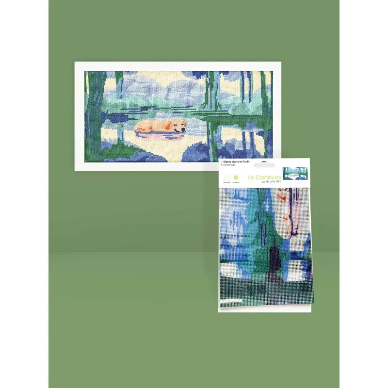Kit canevas imprimé Sieste dans la forêt, 40 x 20 cm : vue 1