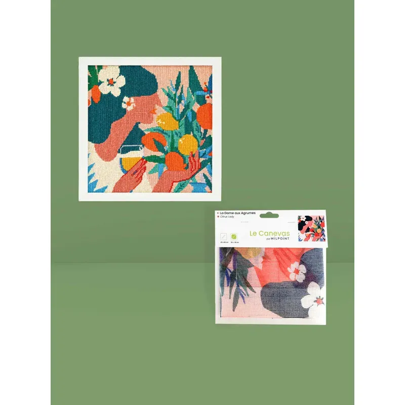 Kit canevas La Dame aux Agrumes à broder, 30 x 30 cm : vue 1