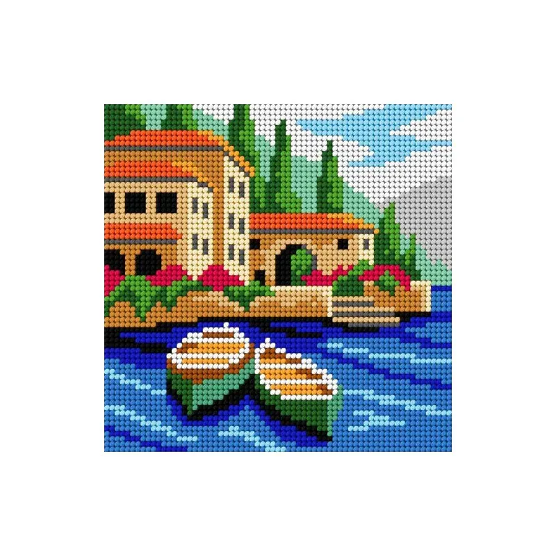 Kit canevas Lac de Côme Slowcraft, 26 x 26 cm : vue 1
