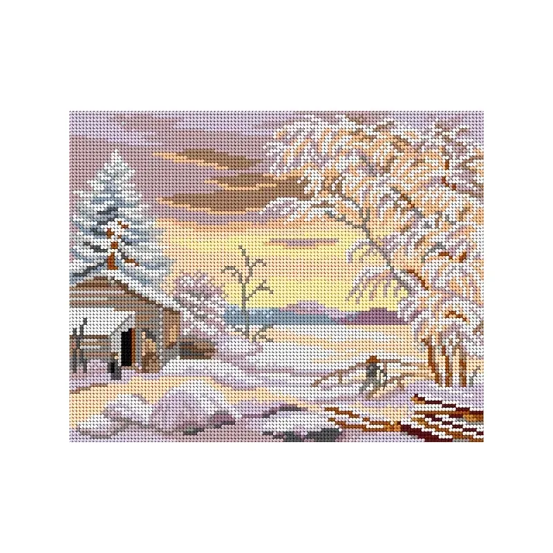 Kit canevas lever de soleil en hiver, 30 x 40 cm : vue 1