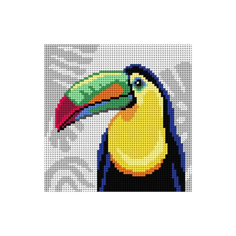 Kit canevas motif toucan Slowcraft, 26 x 26 cm : vue 1