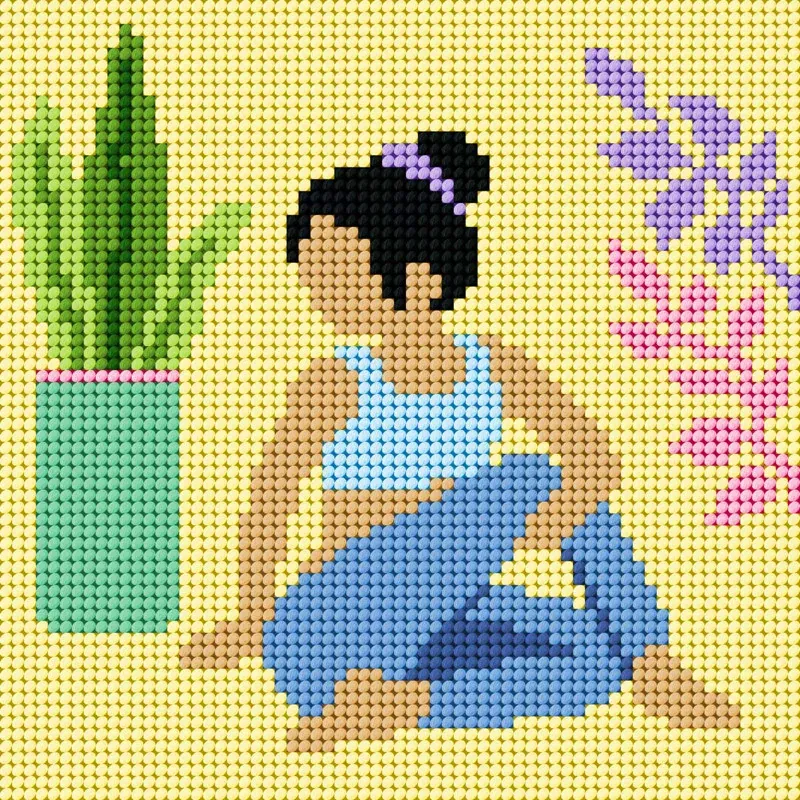 Kit canevas motif yoga Slowcraft Orchidea, 26 x 26 cm : vue 1