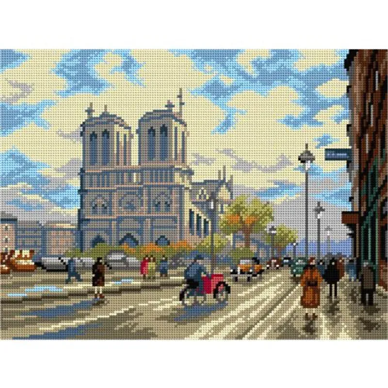 Kit canevas Notre-Dame de Paris sur toile coton antique : vue 1