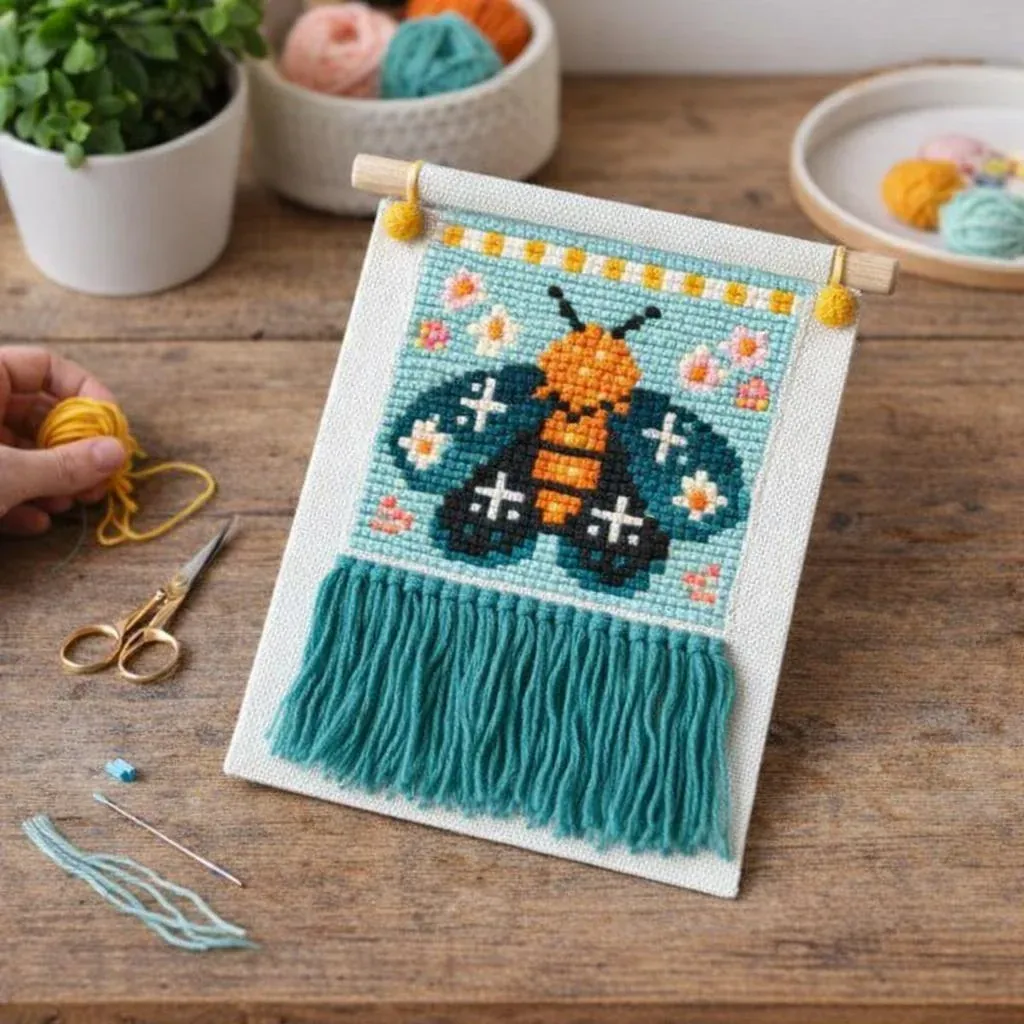 Kit canevas Papillon de nuit sur toile imprimée