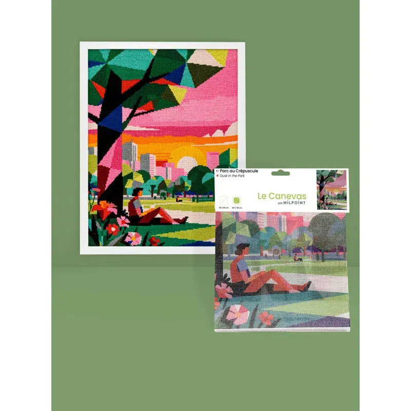 Kit canevas Parc au crépuscule, 40 x 50 cm : vue 1