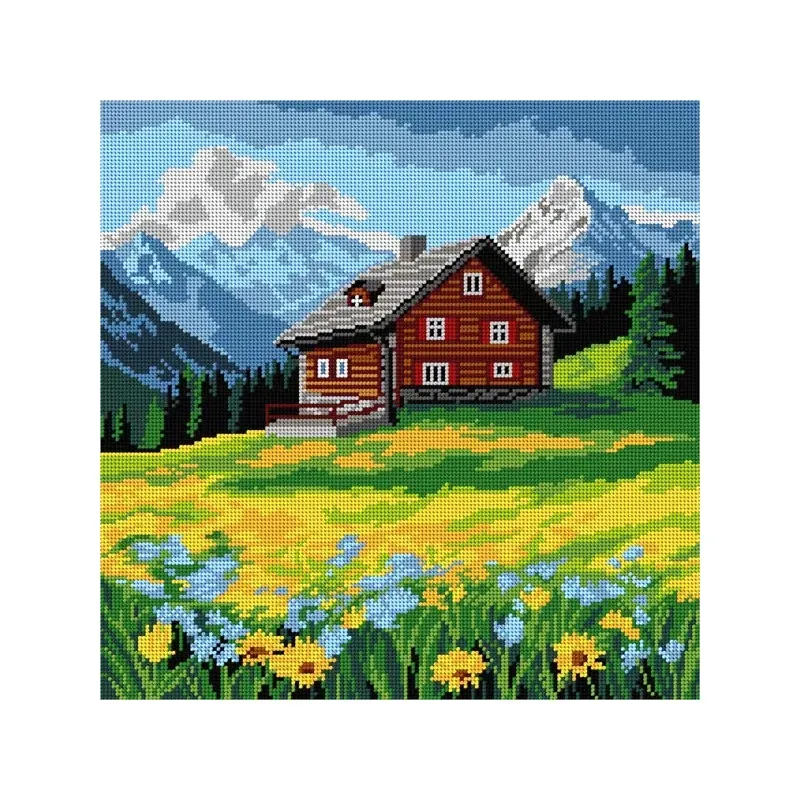 Kit canevas paysage de montagne sur toile, 30 x 40 cm : vue 1