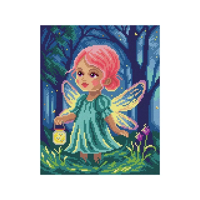 Kit canevas petite luciole dans la forêt, 24 x 30 cm : vue 1