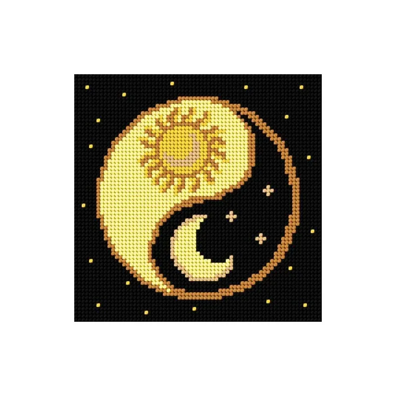 Kit canevas Soleil et Lune Slowcraft, 26 x 26 cm : vue 1