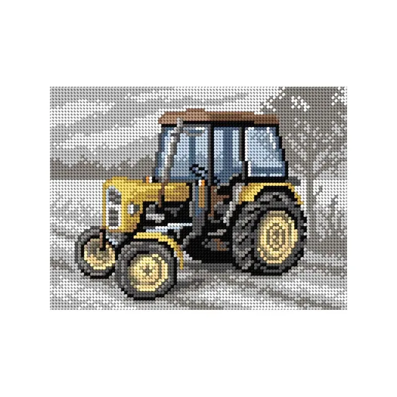 Kit canevas tracteur sur toile blanche, 30 x 40 cm : vue 1