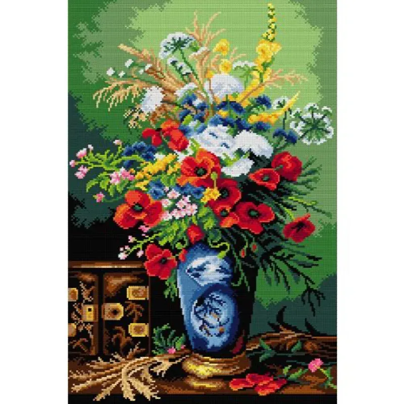 Kit canevas vase flamboyant, fleurs, 40 x 50 cm : vue 1