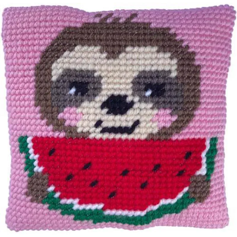 Kit coussin canevas petit paresseux, 22 x 22 cm : vue 1