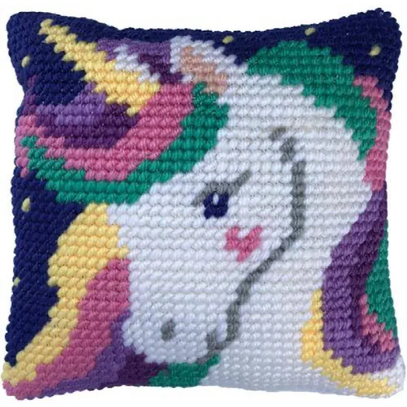 Kit coussin canevas petite licorne, 22 x 22 cm : vue 1
