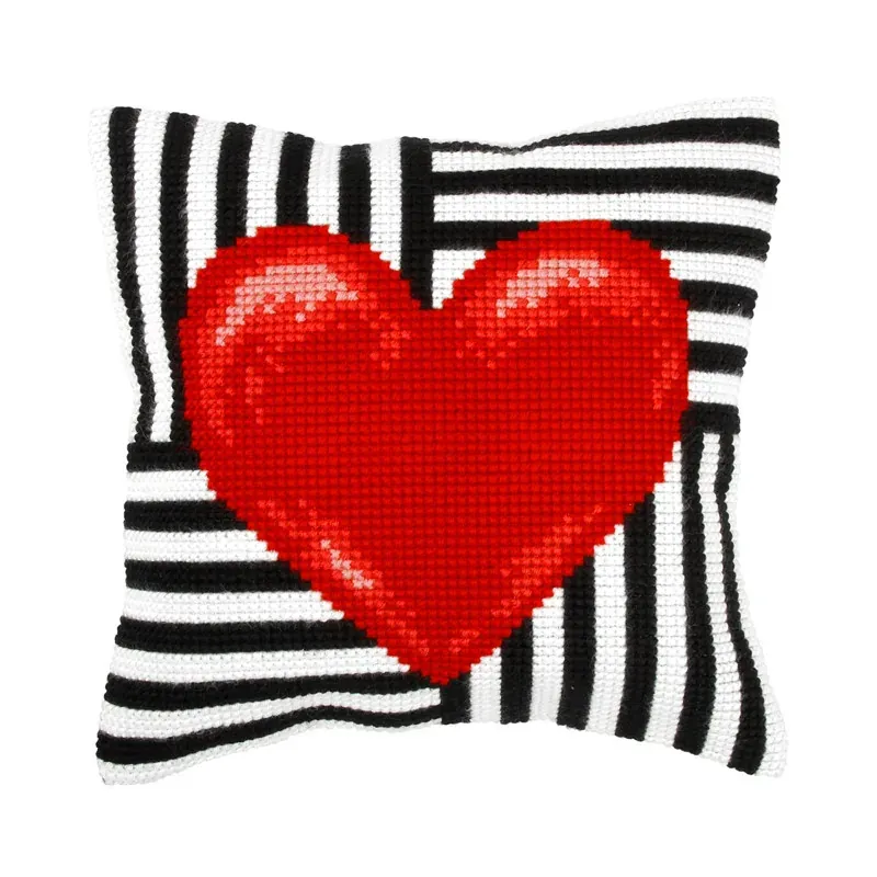 Kit coussin au point de croix cœur Orchidea, 40 x 40 cm