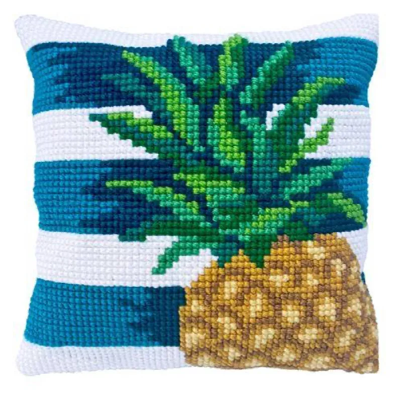 Kit coussin point de croix ananas, 40 x 40 cm