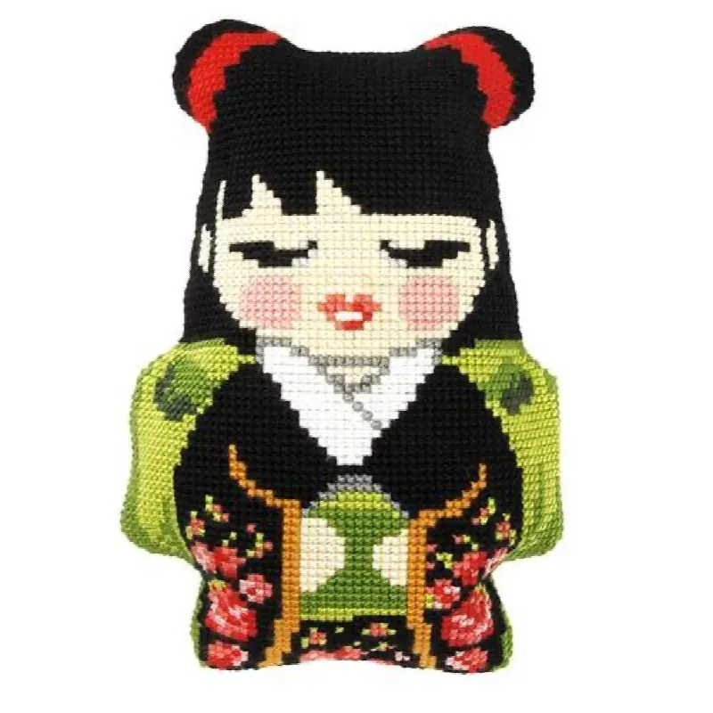 Kit coussin point de croix geisha, 32,5 x 47,5 cm