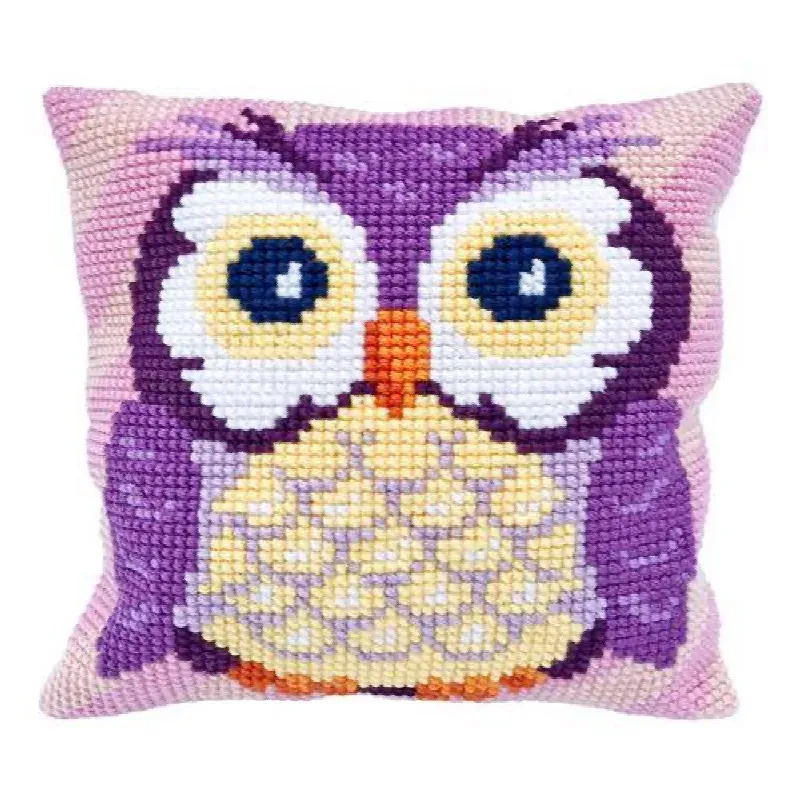 Kit coussin point de croix hibou, 40 x 40 cm