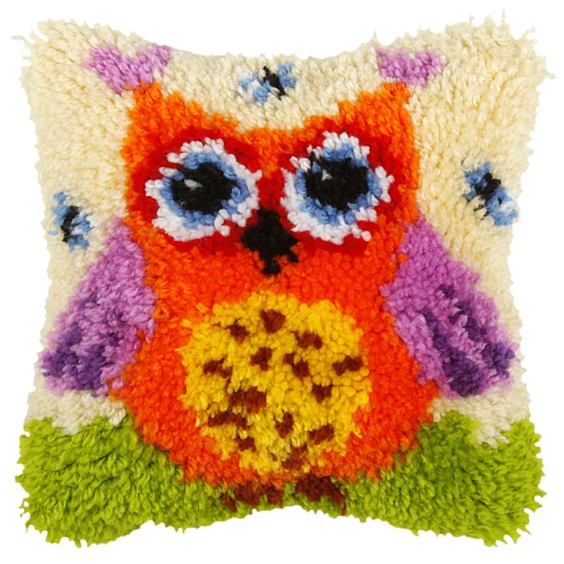 Kit coussin au point noué Madame chouette, 25,5 cm : vue 1