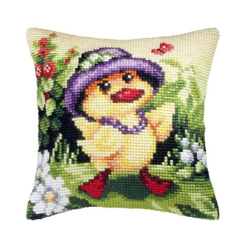 Kit coussin poussin au point de croix, 40 x 40 cm