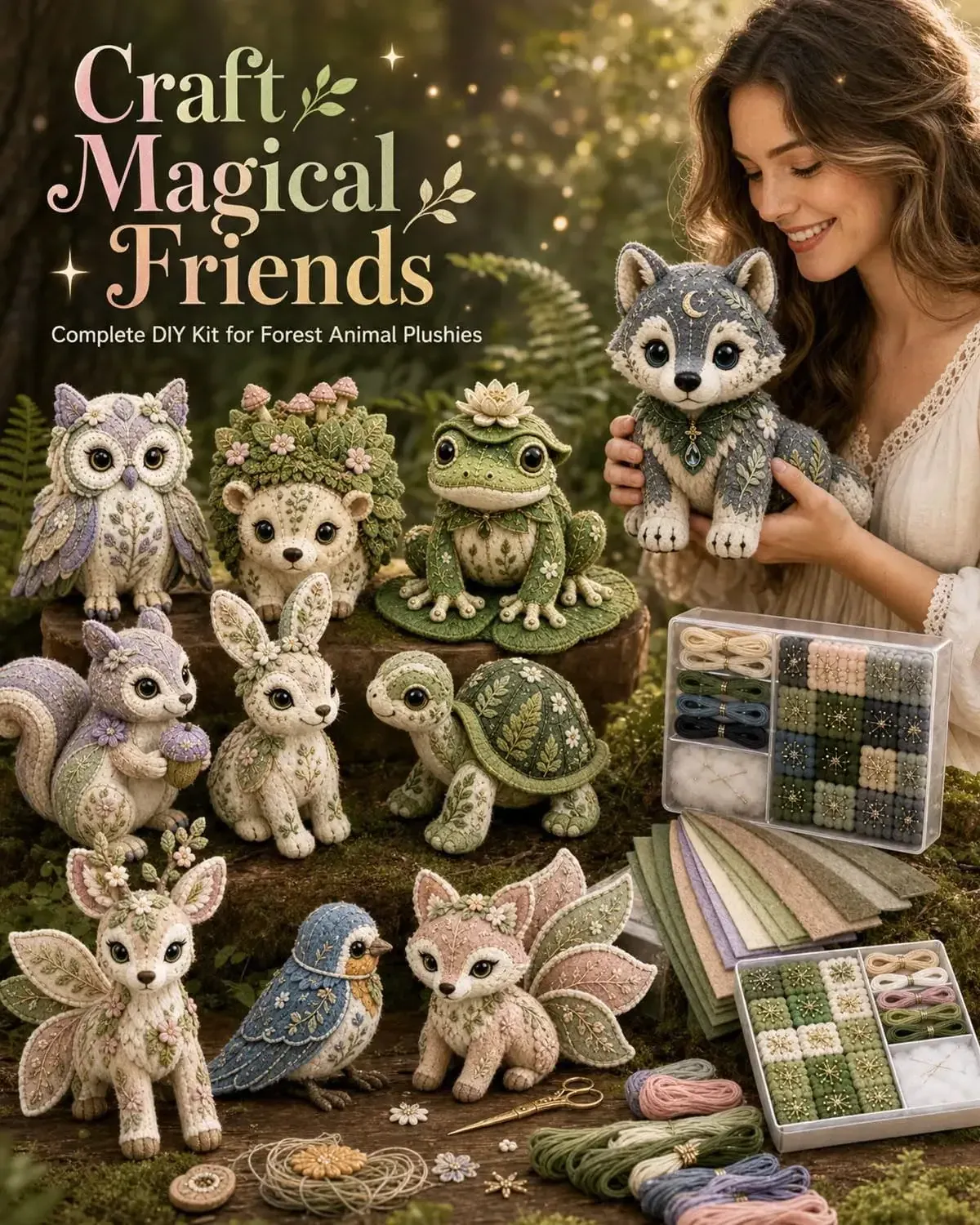 Kit couture animaux de la forêt en feutre et peluche