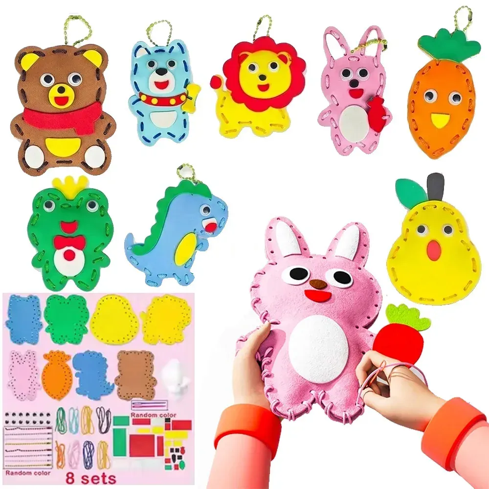 Kit couture enfant animaux en EVA, 8 pendentifs