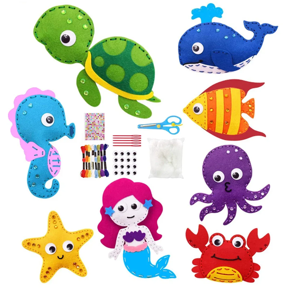Kit couture pour enfant, animaux marins en feutre