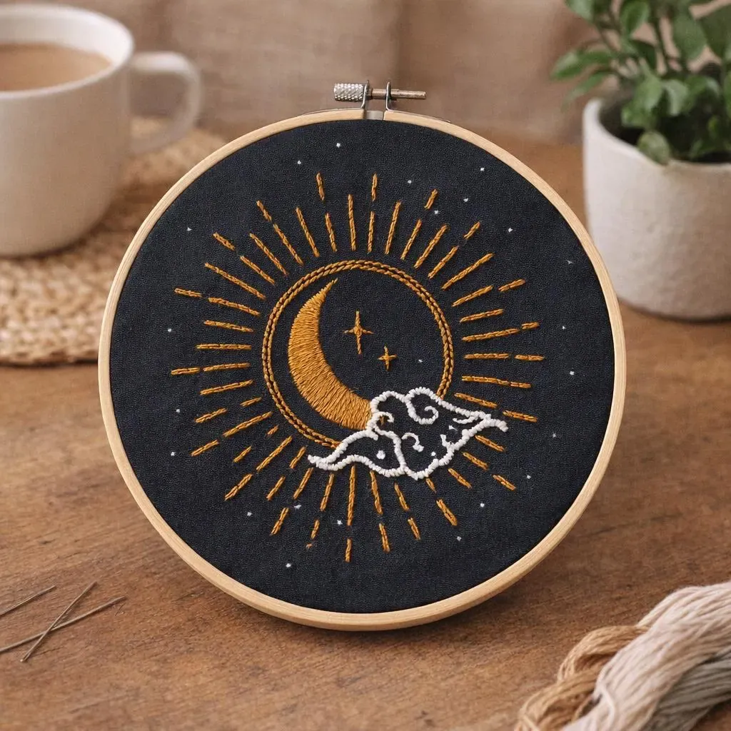 Kit broderie décorative Céleste soleil et lune