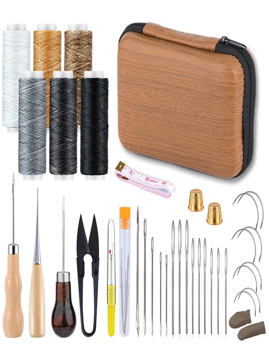 Kit de réparation couture avec aiguilles et alêne