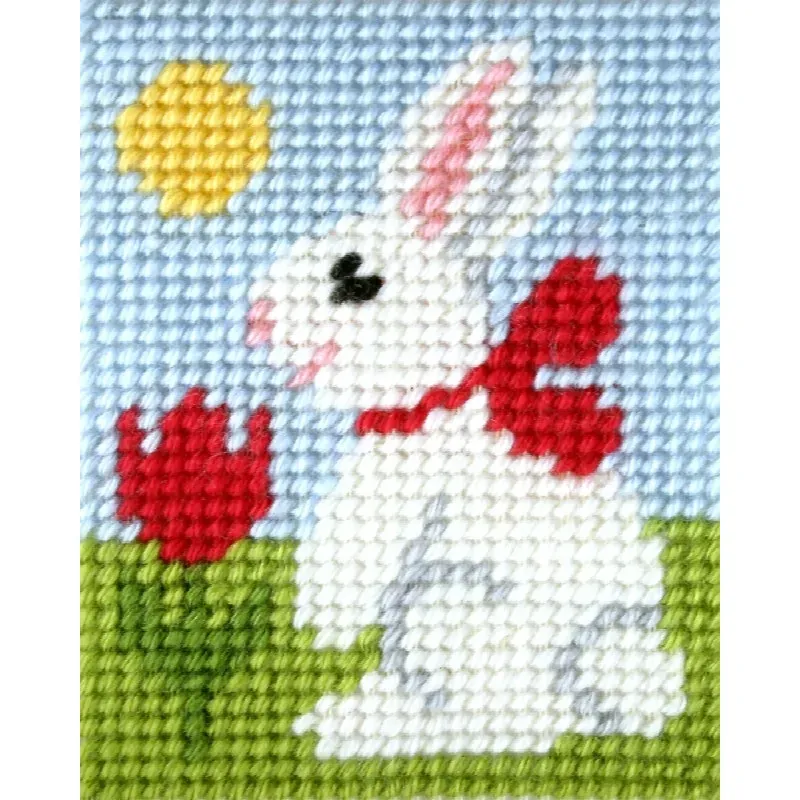 Kit demi-point enfant lapin et tulipe, 17 x 20,5 cm : vue 1