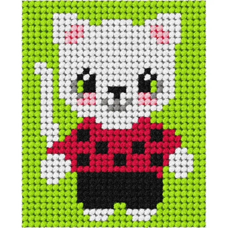 Kit demi-point enfant petit chat au pull-over, 17 x 20,5 cm : vue 1
