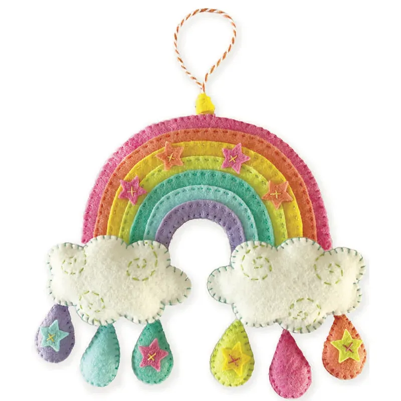 Kit feutrine à broder pendentif arc-en-ciel magique : vue 1