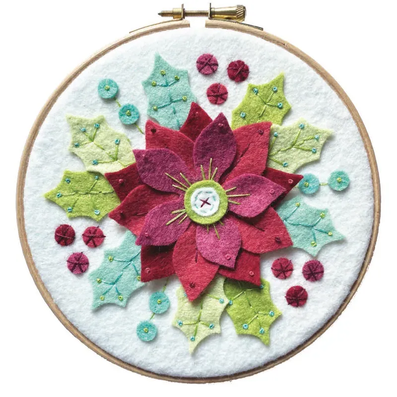 Kit feutrine bouquet de Noël avec tambour, 16 cm : vue 1