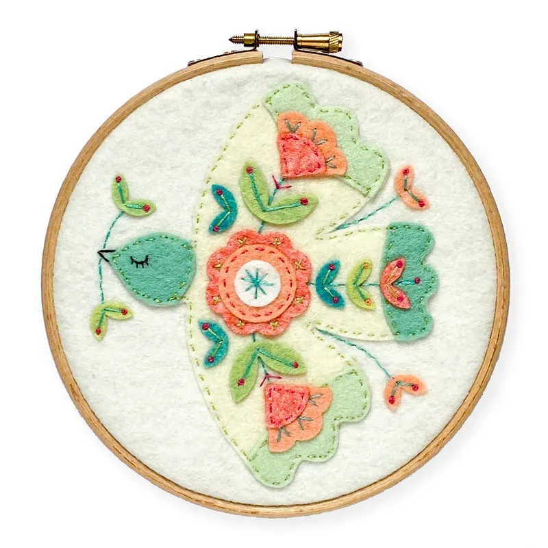 Kit feutrine colombe fleurie sur tambour, 15 cm : vue 1