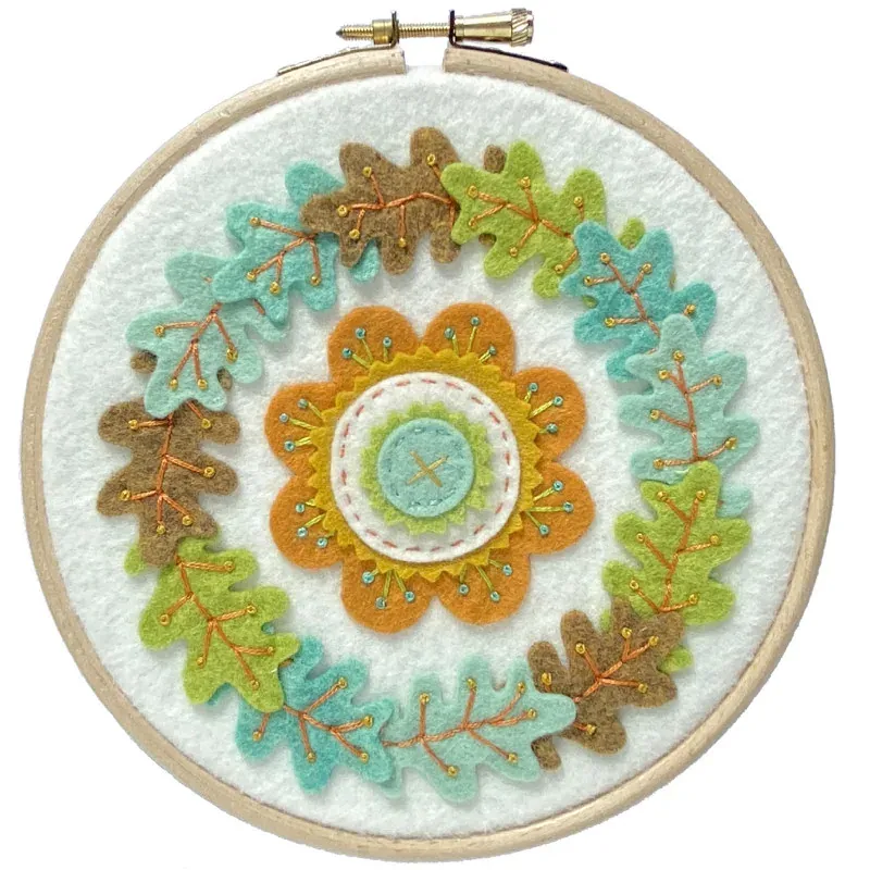 Kit feutrine feuilles et fleurs d’automne avec tambour : vue 1