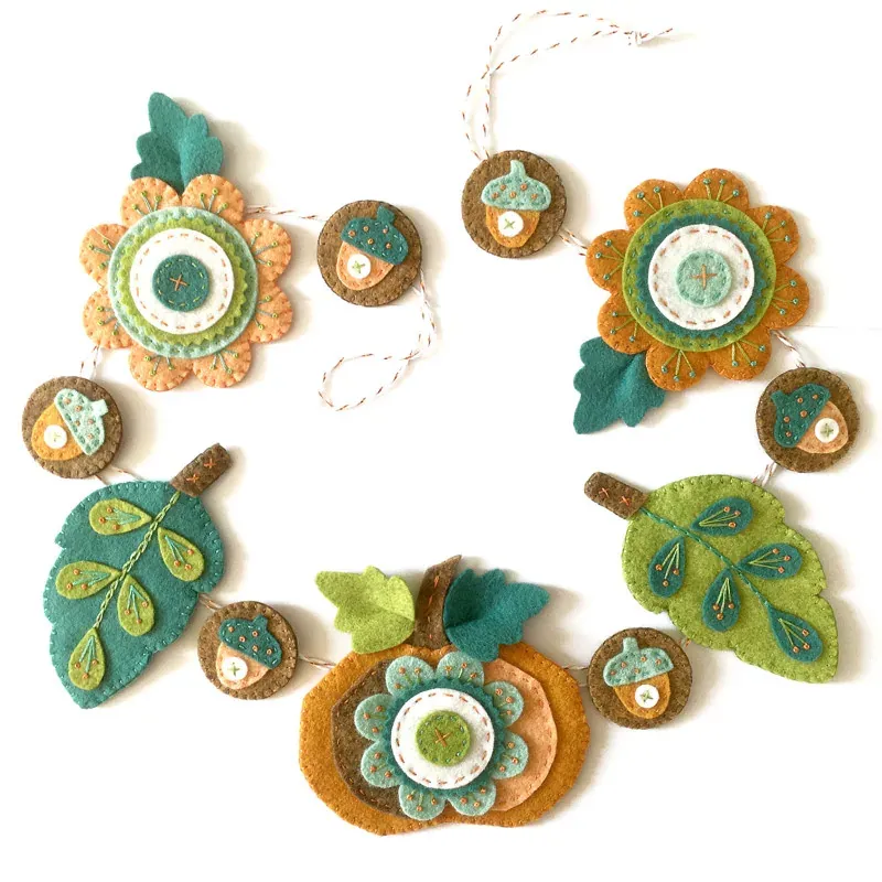 Kit feutrine guirlande d’automne folk art, 1m : vue 1