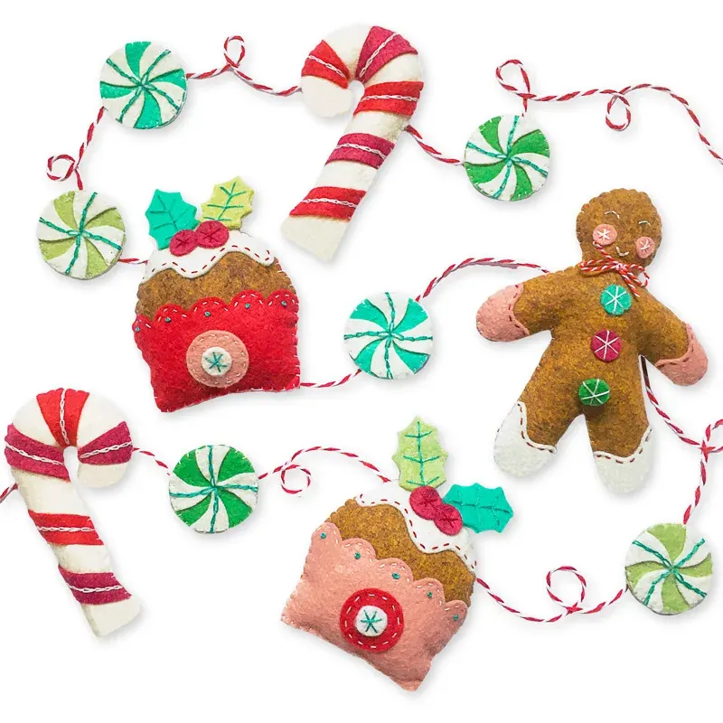 Kit feutrine guirlande gourmandises de Noël à assembler : vue 1