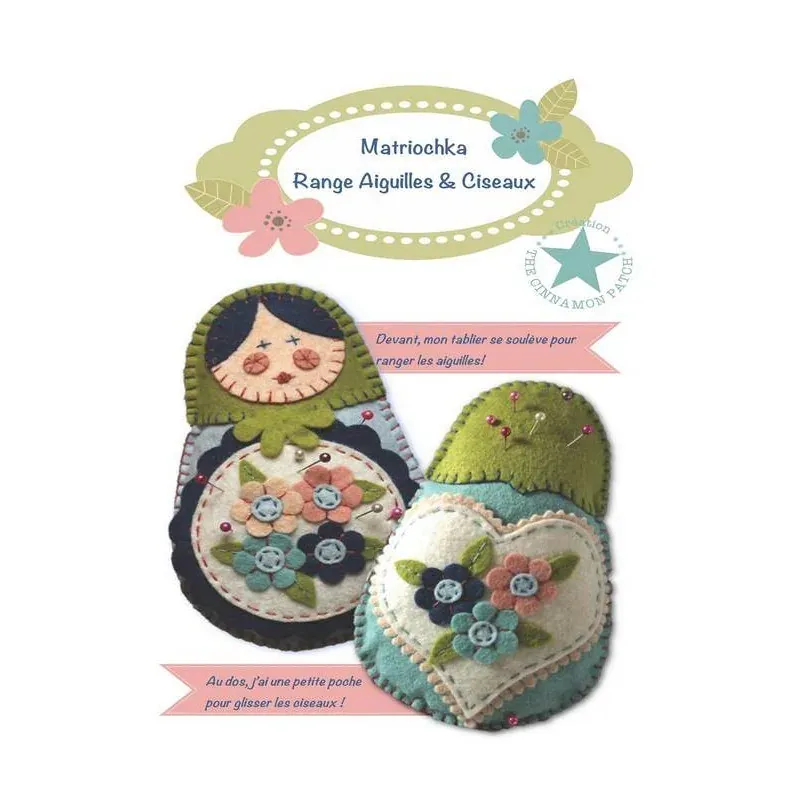 Kit feutrine matriochka pique-épingles à coudre : vue 1