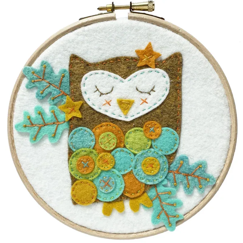 Kit feutrine petite chouette endormie avec tambour : vue 1