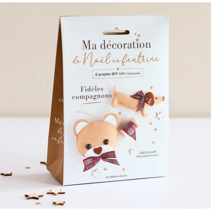 Kit feutrine suspensions de Noël ourson et teckel : vue 1