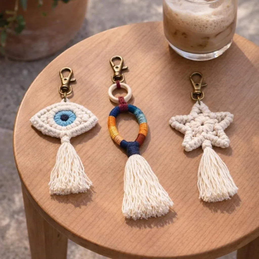 Kit macramé 3 accessoires grigris porte-bonheur