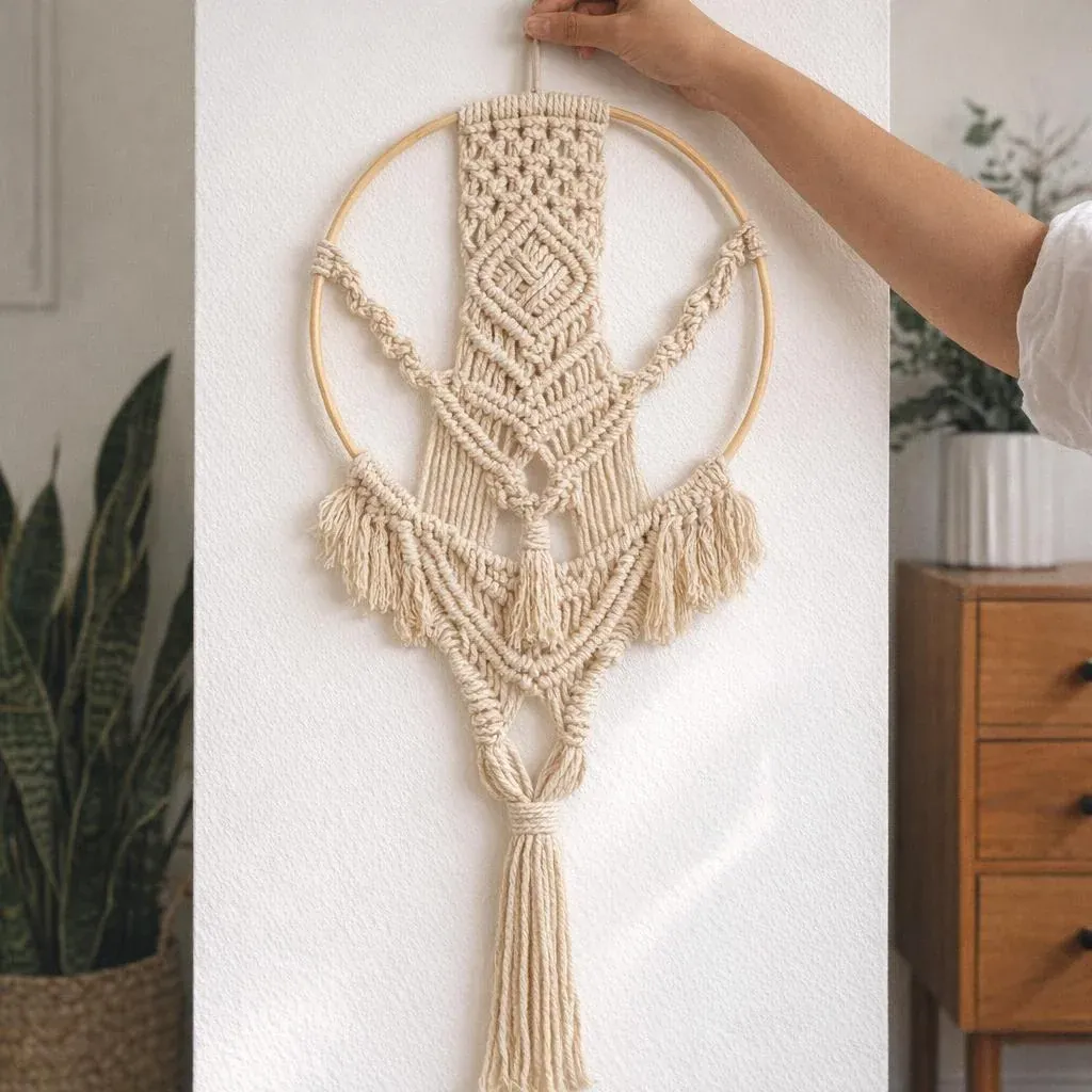 Kit macramé suspension cercle en bambou à nouer