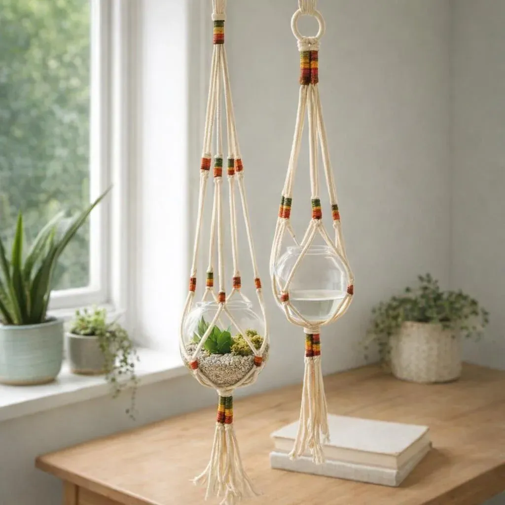 Kit macramé boules en suspension avec vases