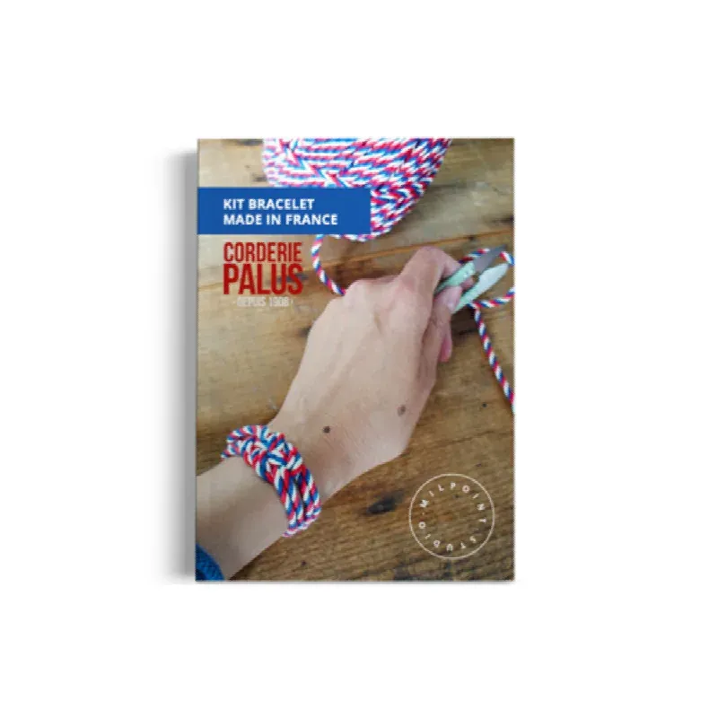Kit macramé bracelet tricolore bleu blanc rouge : vue 1