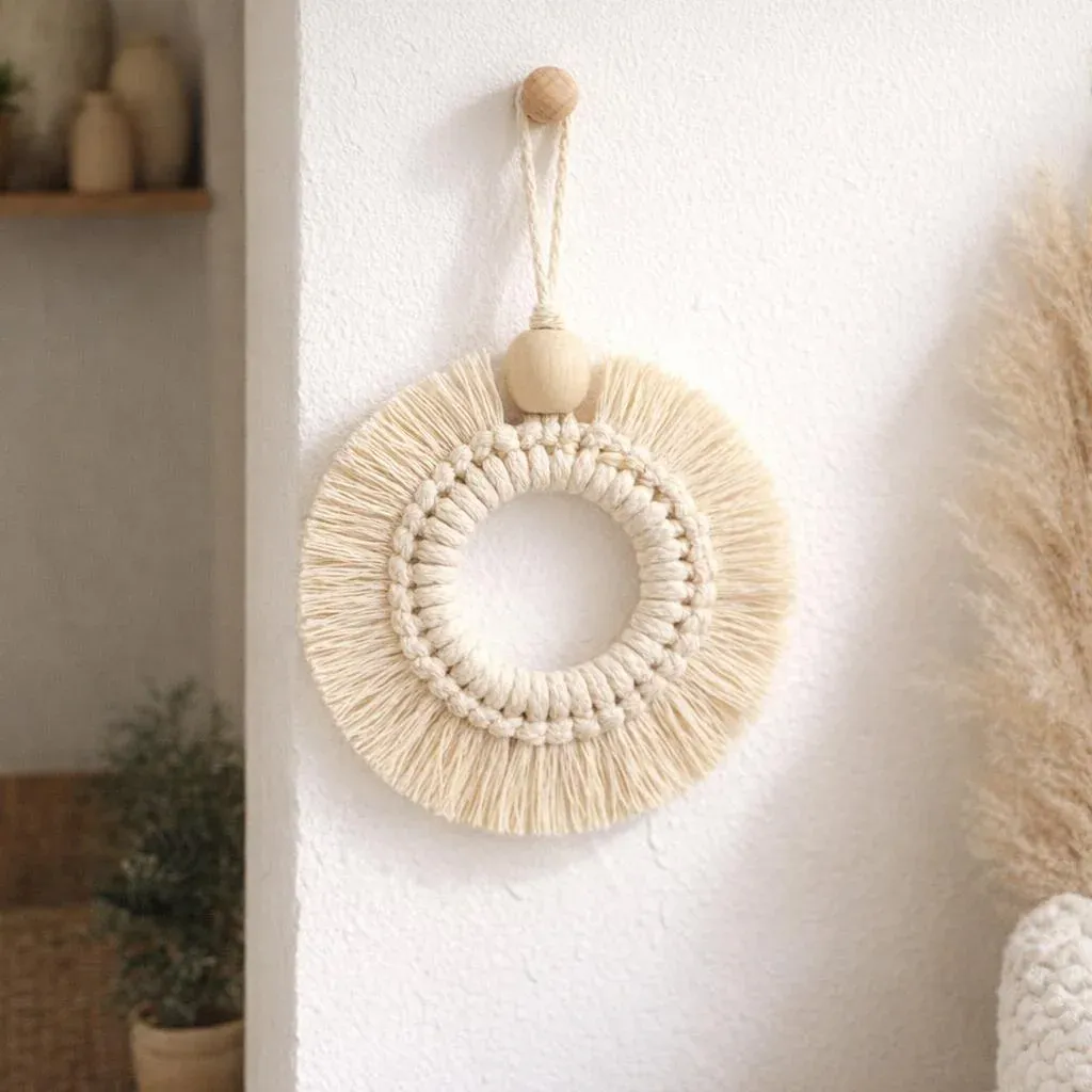 Kit macramé suspension soleil en coton écru