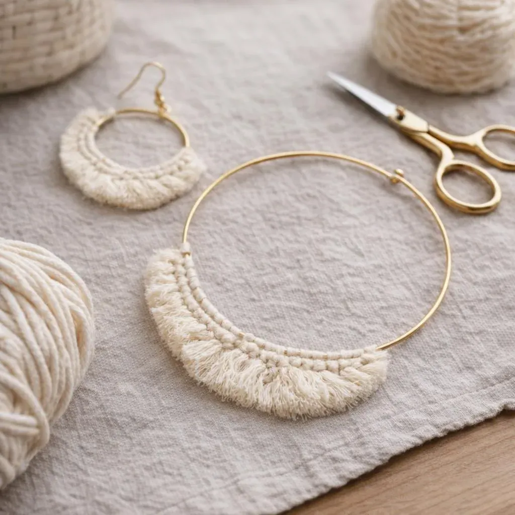 Kit macramé boucles d’oreilles bohèmes dorées