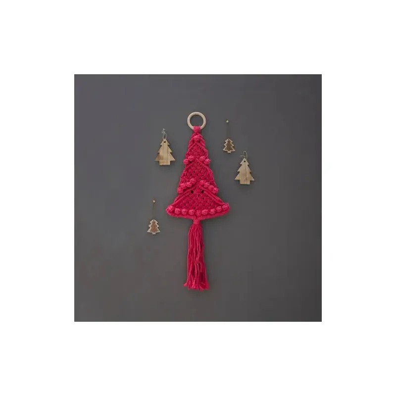 Kit macramé sapin de Noël corail à suspendre : vue 1