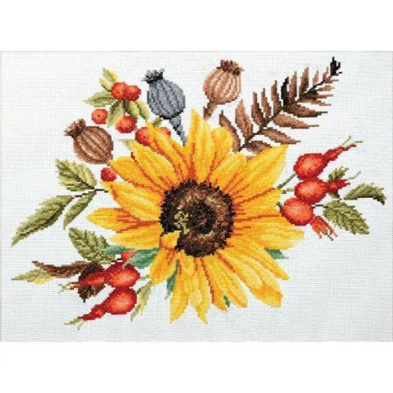 Kit point de croix bouquet d’automne no count, 34 x 25,6 cm