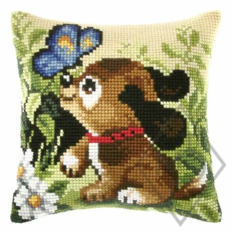 Kit point de croix coussin papillon sur le nez, 40 x 40 cm
