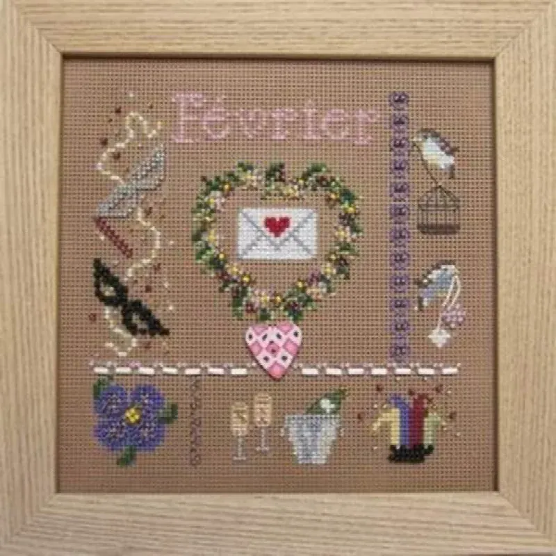 Kit point de croix Février sur carton perforé, 15 x 15 cm